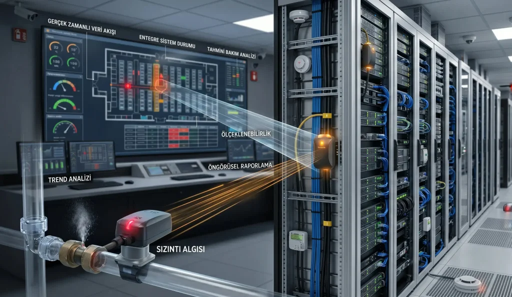 Veri merkezlerinde gerçek zamanlı veri akışı ve sistem entegrasyonu sağlayan merkezi kritik altyapı izleme paneli.
